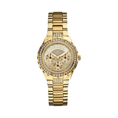 Ladies gold bracelet watch with crystal detailing w0111l2